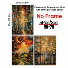 Bộ 3 tranh canvas phong cách Klimt hình trăng sao, tranh bầu trời đêm vàng, bộ 3 tranh bầu trời sao mộng mơ, tranh trang trí thanh lịch cho phòng khách. - Nhiều màu - Xem 12