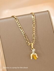 Minimalist Enamel Banana Pendant Necklace, Delicate Enamel Craftsmanship That Won't Fade, Unisex Multifunctional Design. Suitable As A Gift For Children, Classmates, Siblings, A Cute And Meaningful Present. - Yellow Gold - View 8