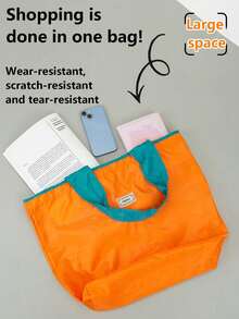 3个装可重复使用购物袋，加厚耐用，方形底部可直立，手提袋，可折叠，单肩手提，便携，适合超市购物，大容量 - 彩色 - 查看 6