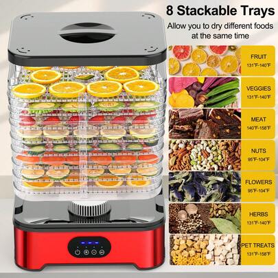 Food Dehydrator Machine, 5Trays Electric Fruit Dryer With Digital Timer & Temperature Control, Perfect For Making Healthy Snacks, Fruit, Vegetables, Meat, Herbs, Pet Treats