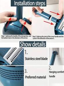 Máy thái rau củ đa năng, máy bào thái lát thủ công với 6 lưỡi dao, máy cắt trái cây và rau củ, máy chế biến thực phẩm, dụng cụ nhà bếp thiết yếu. - Nhiều màu - Xem 9