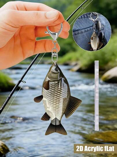 Llavero de acrílico de pez koi 2D, adorno colgante de coche de estilo japonés plano con cadena, colgante realista de pez, accesorio colgante para bolso y llavero, accesorio colgante de espejo retrovisor de coche de acrílico ligero, decoración para mochila y bolso, para uso en el hogar, el coche y los viajes, adecuado para mujeres, hombres y estudiantes, regalo ideal para amigos, familiares y amantes de los peces, regalo de cumpleaños, regalo de inauguración de la casa, regalo de vacaciones