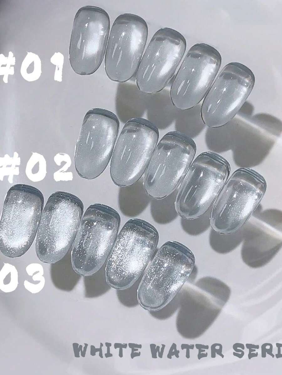 MIANEL 10ML 夏季美甲新品 2026 白色玻璃珠猫眼凝胶指甲油 透明闪粉指甲油 白色指甲油 美甲沙龙专用 UV 灯美甲 适用于手指甲和脚趾甲