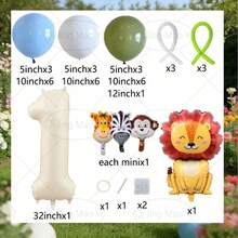 43 Pieces, Including 32-Inch Off-White Digital Numbers, Mini Giraffes, Zebras, Monkeys, And Large Lions, Suitable For Birthday Party Decorations For Ages 1–9, Baby Shower Decorations, Anniversary Decorations, And Photo Props, - View 2