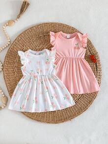 2件套幼儿女童可爱樱桃印花连衣裙套装 - 彩色 - 查看 1