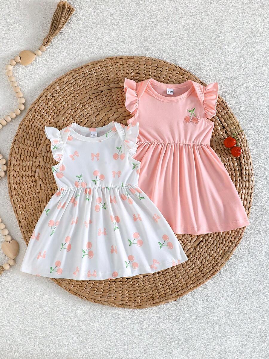 2件套幼儿女童可爱樱桃印花连衣裙套装 - 彩色 - 查看 1