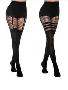 3 Pairs Sexy Hollow Dance Tights, Dense Mesh Stockings, Nightclub Queen Black Silk Sensual Fishnet Pantyhose - Multicolor - View 6