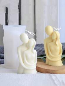 1pc 3D Romantic Couple Scented Candle Silicone Mold DIY Portrait Couple Minimalist Art Ornament Creative Decor Diffuser Plaster Silicone Mold - A-White - View 1