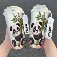 1 Piece 18 Oz 304 Stainless Steel Insulated Bottle With Lid And Straw  Cute Panda Design, Durable And LeakProof, Suitable Travel, Hiking, Cycling, Office Use  Sports Enthusiasts, Outdoor Camping, Hiking Gear, Travel Drinkware, Fun Design, Secure Lid Design - 彩色 - 查看 4