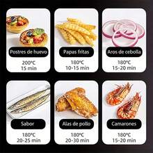 Freidora de Aire Inteligente Multifuncional de 1 pieza - Capacidad de 6L, Horneado de Alta Temperatura a 200°, Cesta de Freír Extraíble, Pantalla Digital y Temporizador, Cocina sin Grasa y sin Aceite, Adecuada para Pizza, Camarones, Bistec, Pollo Frito - Tipo de Enchufe A USA (110-127V) - Ver 9