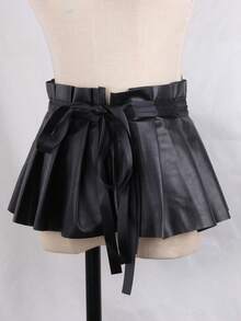 Vintage Tie-Up Waist Sash, Ruffle Hem Design, Slimming And Elongating Versatile Waist Skirt - Multicolor - View 2