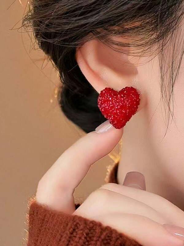 زوج أنيق وجذاب من أقراط على شكل قلب، تصميم قلب فريد، مناسب للمناسبات والعطلات، هدية عيد الحب للحبيب، تناسب بشكل مثالي