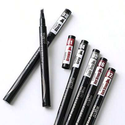 1 bút kẻ chân mày 4 chiều, bền màu, màu đen và nâu, dạng lỏng, chống thấm nước, có 4 cách sử dụng.