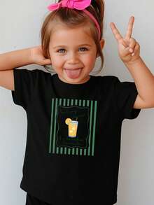 Camisetas de algodón con estampado de limonada y cita de fe cristiana "Pero mi Jesús está haciendo limonada", ideales para niñas. Camiseta informal negra con marco de rayas verdes e ilustración de bebida de limón. Camisetas de manga corta cristianas de verano con un bonito diseño de limonada. Regalo para Pascua, cumpleaños, día de partido, día deportivo, actividades al aire libre y uso casual. Camisetas modernas de moda con estampado de fe y estilo hip-hop para niñas. - Negro - Ver 2