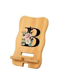 A-Z 可拆卸 DIY 折叠创意手机支架，黑色字母花卉图案，慵懒桌面可调节手机支架，适合旅行、办公、居家使用，木纹质感，适合秋冬季节，情人节、教师节、母亲节礼物之选 - 彩色 - 查看 28
