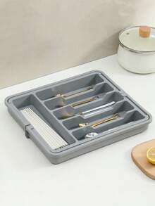 餐具抽屉收纳盒，可伸缩厨房用具托盘，厨房用品分类收纳，防尘餐具抽屉分隔盒，多功能收纳盒，厨房抽屉收纳盒，适用于餐具、叉子、勺子等。 - 彩色 - 查看 7
