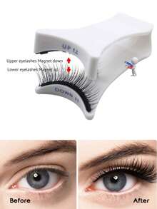 1 Pair Reusable Magnetic Eyelashes, No Glue Needed, 3D Natural Magnetic Lashes - Black and White - View 2