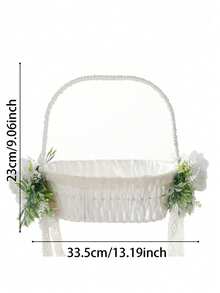 Giỏ hoa lớn màu trắng cho bé gái cầm hoa, kèm nơ ruy băng satin, thích hợp làm hoa cầm hoa trong đám cưới. - 1PC - Xem 6