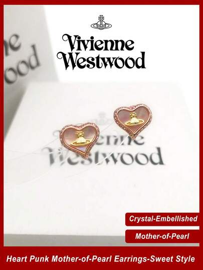 Vivienne Westwood أقراط على شكل قلب من مجموعة بيترا، لون ذهبي وردي، نحاس