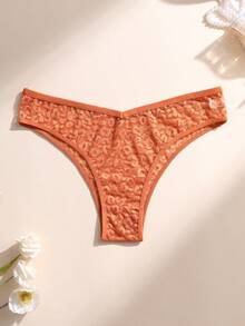 3pcs/Set Plus Size Women Sexy Lace Bikini Panties, V-Shape Waistline Seamless Hollow Out Solid Color Fashionable Sports Underwear - Multicolor - View 9