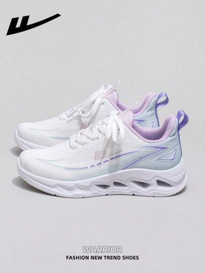  1双 WARRIOR 女士厚底系带软底休闲鞋，低帮户外平底鞋，圆头低跟防滑纯色优雅软底徒步鞋，适合学生、毕业照、滑板等场合