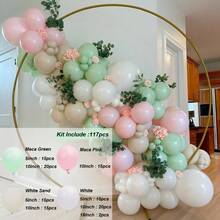 117 Stück grüne, weiße, rosa, beige Ballon Bogen Dekorations-Set, geeignet für Babyparty, Kindergeburtstag, Hochzeit, Verlobung, Taufe, Kommunion - Übersicht 6