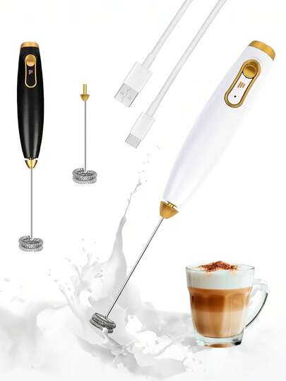 1个便携式奶泡棒，适用于咖啡、牛奶、拿铁、卡布奇诺、热巧克力等，手持式USB充电电动奶泡器，3档速度可调，可制作奶泡、咖啡、拿铁、卡布奇诺、热巧克力等饮品。