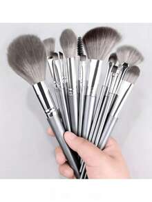 Bộ cọ trang điểm 14 món, mềm mại và bông xốp, bao gồm cọ đánh kem nền, phấn mắt, phấn má hồng, phù hợp cho người mới bắt đầu và chuyên nghiệp. Bộ sản phẩm bao gồm cọ trang điểm, bộ dụng cụ trang điểm, đầy đủ dụng cụ trang điểm, bộ cọ trang điểm, hộp quà tặng trang điểm. - Bạc - Xem 1