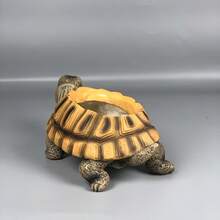 1pc Realistic Turtle Shaped Planter; Brown And Gray Textured Resin Turtle Shaped Planter, Realistic Turtle Shell Detail Simulated Succulent Plant Pot Sculpture, Country Style Animal Plant Display Rack, Suitable For Yard, Lawn, Patio, Spring And Summer Outdoor Backyard Landscape Decoration And Gift - One Size - View 9