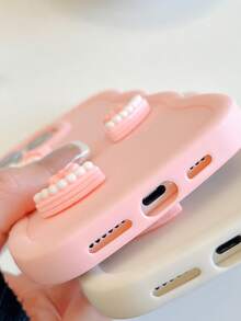 1个粉色波浪边3D蝴蝶结蛋糕片图案手机壳，防震、防滑、防刮，专为 17 Pro Max、 17/16/15/14/13/12/11系列、三星S20-S25系列、Note 14/13/12系列及A56 5G设计，是情人节/新年礼物的完美之选。 - 粉色 - 查看 7