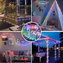 Multi-Color Changing Solar LED Light Tube, Flexible Solar Powered String Lights, 8 Modes IPX4 Waterproof Auto Sensor, Suitable For Christmas, Halloween, Outdoor Garden Party Decor - Colored Light - View 6