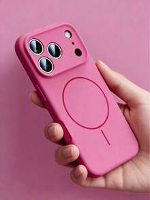1 ốp lưng điện thoại silicon lỏng mờ tối giản có nam châm, tương thích với iPhone 17 AIR 16 15 14 13 12 Pro Max Plus, hỗ trợ sạc không dây. - Hoa hồng đỏ - Xem 2