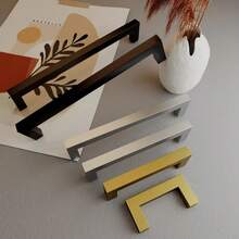 1 tay nắm tủ màu đen, tay nắm tủ bếp hình chữ T và hình vuông bằng thép không gỉ màu đen mờ, phụ kiện nội thất, tay nắm cửa tủ, tay nắm ngăn kéo tủ quần áo, tay nắm tủ. - Bạc - Xem 3