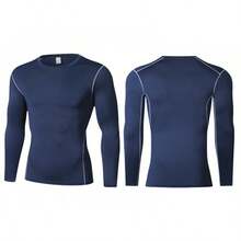 Men Workout Clothes - Dark Blue-gray Line - View 4