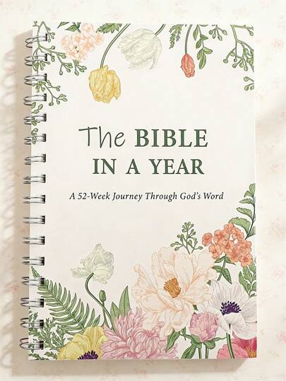 1 PC The Bible In A Year Journal – 52-Week Spiritual Growth Planner With Floral Cover, Daily Devotional Tracker & Prayer Notes | Perfect Mother's Day Gift
