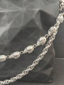 Dây xích quần hình đầu lâu bằng thép không gỉ Y2K, phụ kiện thời trang nam phong cách hip-hop rock sang trọng, quà tặng mùa hè mới cho kỳ nghỉ. - Bạc - Xem 10