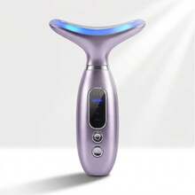 500mAh可充电面部颈部美容按摩器，家用颈脸按摩器，振动加热按摩仪，女士护肤礼品，圣诞礼物 - 彩色 - 查看 13