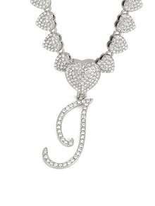 字母吊坠项链 迈阿密链条项链 女士嘻哈镶钻字母吊坠项链 珠宝礼物 - 愛心字母項鍊 - 查看 43