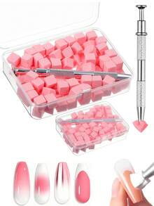 100/50pcs Mini Sponge Blocks - Manicure Accessories And Supplies (Including 4-Prong Tweezers). Tools For Nail Gel And Polish, Professional Reusable Nail Art Supplies, Manicure Tools And Instruments. Back To School Essential. Ombre Nail Sponge And Polish Applicator. - Multicolor - View 2