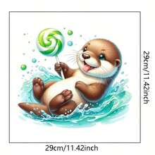 1张可爱水獭戏水舔棒棒糖图案马桶座贴纸，可移除自粘防水PVC贴纸，适用于家居浴室、马桶座圈或水箱装饰 - 馬桶貼紙 - 查看 5