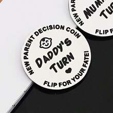 【趣味硬币】1枚/2枚装 新手爸妈趣味决定硬币 | 双面不锈钢 | “轮到新爸爸了”翻转设计，带心形图案 | 送给准爸妈的礼物 | 准妈妈派对或怀孕公告礼物 - 紀念幣 - 查看 6