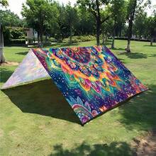 Large All-In-One Camping Canopy - Rainbow Mandala Pattern, Durable Polyester Material, Lightweight & Portable, Suitable For 4 People - Perfect For Camping, Beach, And Picnics - All Season Use - Vibrant & Durable Outdoor Accessory - Multicolor - View 7