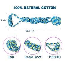 Đồ chơi dây thừng cho chó, đồ chơi dây thừng cotton không thể phá hủy, đồ chơi giúp vệ sinh răng miệng và chăm sóc răng cho chó, đồ chơi gặm nhai chịu lực cao, đồ chơi kéo co tương tác cho thú cưng cỡ lớn/trung bình thích gặm nhai mạnh. - Màu xanh lam - Xem 2