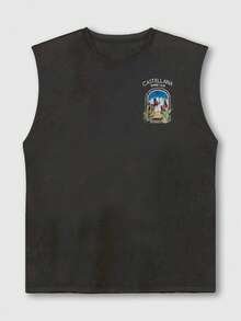 Áo tank top không tay đa năng Krometka dành cho nam, kiểu dáng thường ngày, họa tiết thỏ sa mạc, thích hợp cho mùa hè. - Màu xám đen - Xem 5