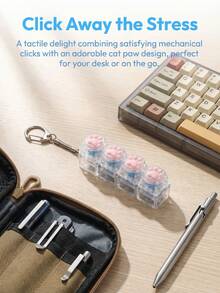 1 pieza Probador de interruptores mecánicos de 4 teclas, juguete ASMR satisfactorio y con clic, llavero con cubierta de teclado, herramienta de alivio del estrés, juguete portátil para fidget para trabajadores de oficina y gamers - Multicolor - Ver 7