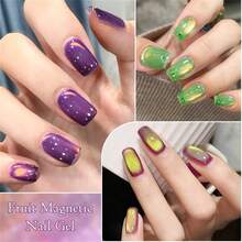 MEET ACROSS 7毫升水果篮猫眼磁性凝胶指甲油,可卸UV/LED光疗甲油,夏季猫眼指甲油,美甲用品,闪亮玻璃珠,绿紫色猫眼美甲沙龙DIY - 彩色 - 查看 5