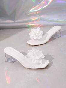 女士尖头单带高跟凉鞋，亮面皮革高跟礼服鞋，优雅适合婚礼/庆典场合，带搭扣和踝带 - 白色 - 查看 8