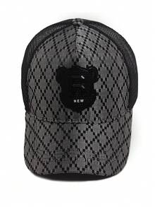 1 pieza Gorra de béisbol de mujer con patrón de rombos negros, visera casual adecuada para la calle, fiestas, viajes de verano, con protección UV - A - Ver 3