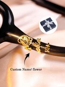 1pc Personalized Birth Month Flower Stethoscope Charm, Custom Name Initials And Birth Flower Stethoscope Decoration, Elegant Decorative Accessory, Customizable Item, Personalized Gift, Christmas Gift, ID Tag: Gift For Friends Or Classmates, Graduation Gift - Multicolor - View 11
