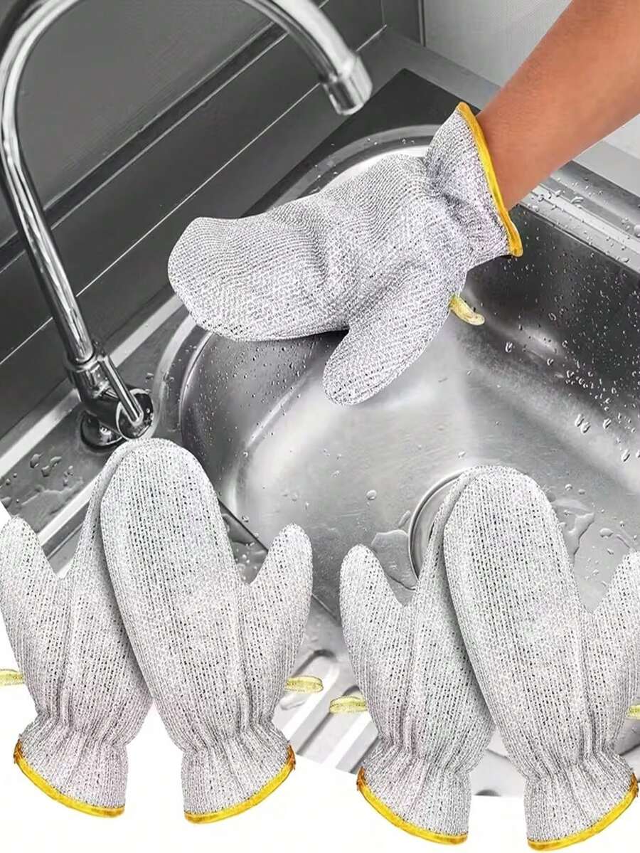 2/4 Sets Of High-Quality Steel Wire Dishwashing Gloves, With PVC Material Inside, Are Anti-Slip, Lightweight And Durable. They Are Suitable For Kitchen, Bathroom, Toilet And Outdoor Cleaning, Household Chores, Bathroom Cleaning, Anti-Slip Grips, Ergonomic Fit, Durable Materials, Reinforced Stitching, Cleaning Supplies, And Household Necessities